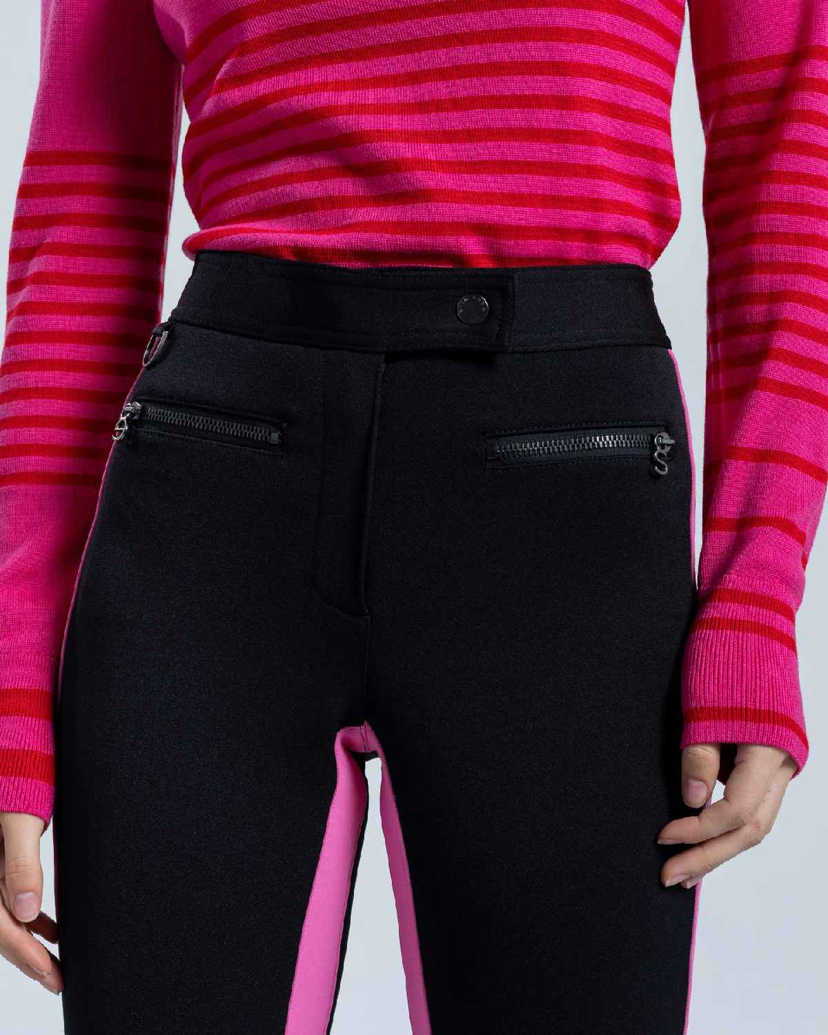 Erin Snow Women's Phia Pant in Bio Racer Stripe - Black & Fuchsia