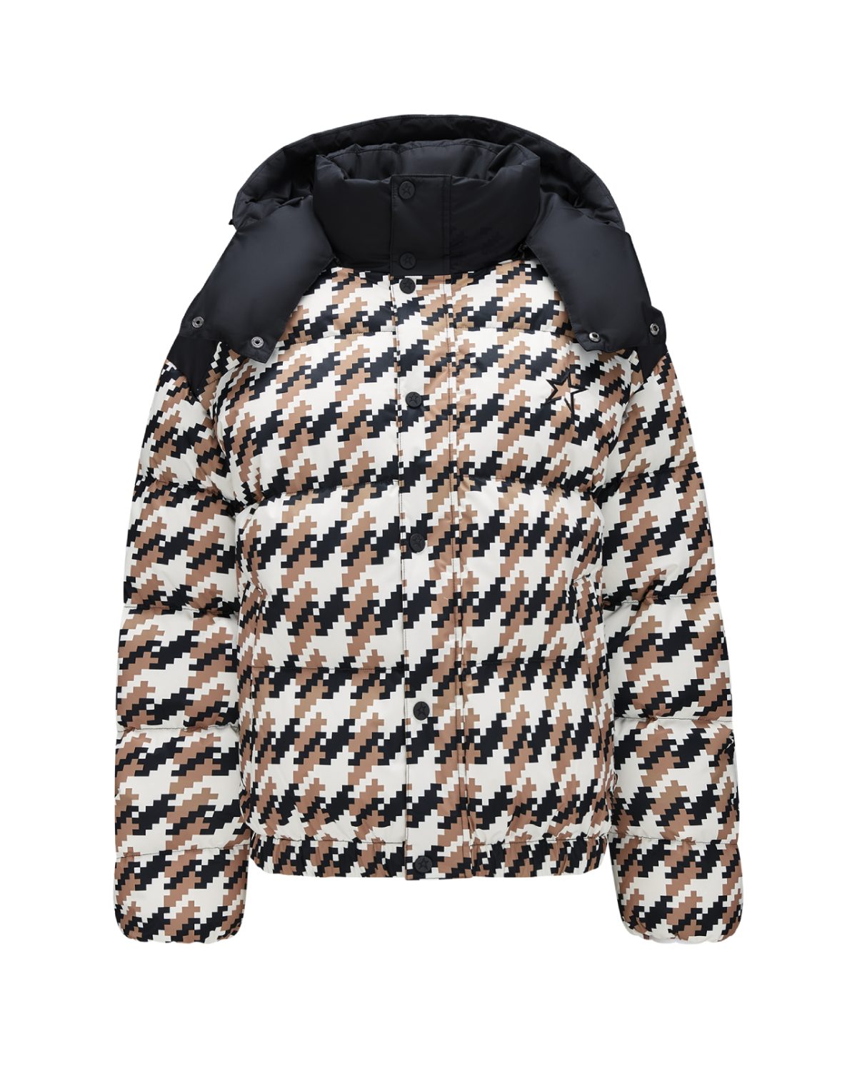 Perfect Moment Women's Houndstooth Moment Puffer - Camel, Black & White