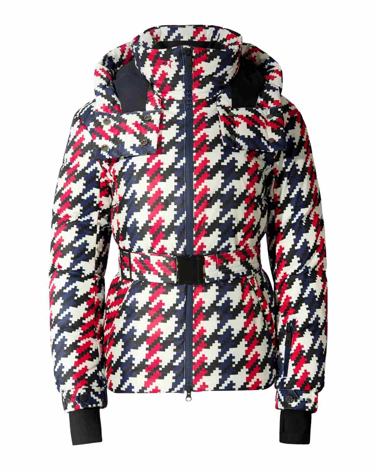 Perfect Moment Women's Candice Ski Parka - Red, White and Navy Houndstooth