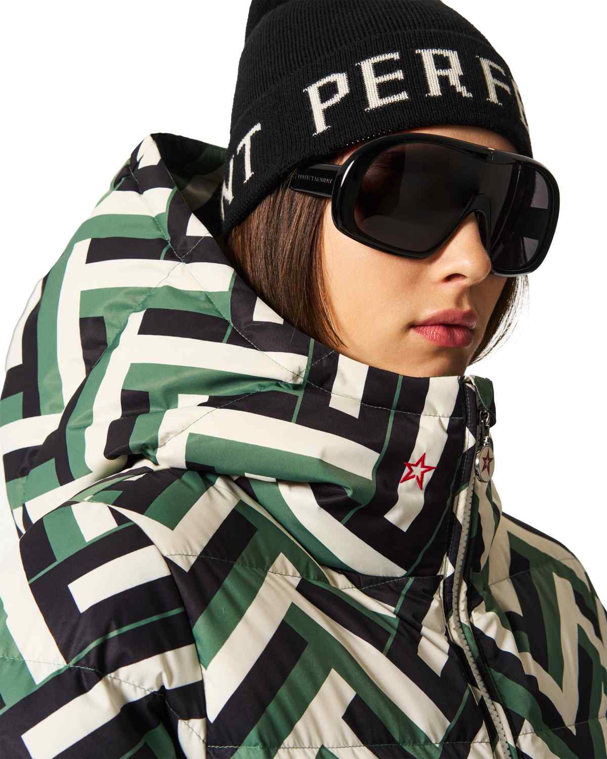 Perfect Moment Women's Polar Flare Ski Jacket II in Waffle Print - Green