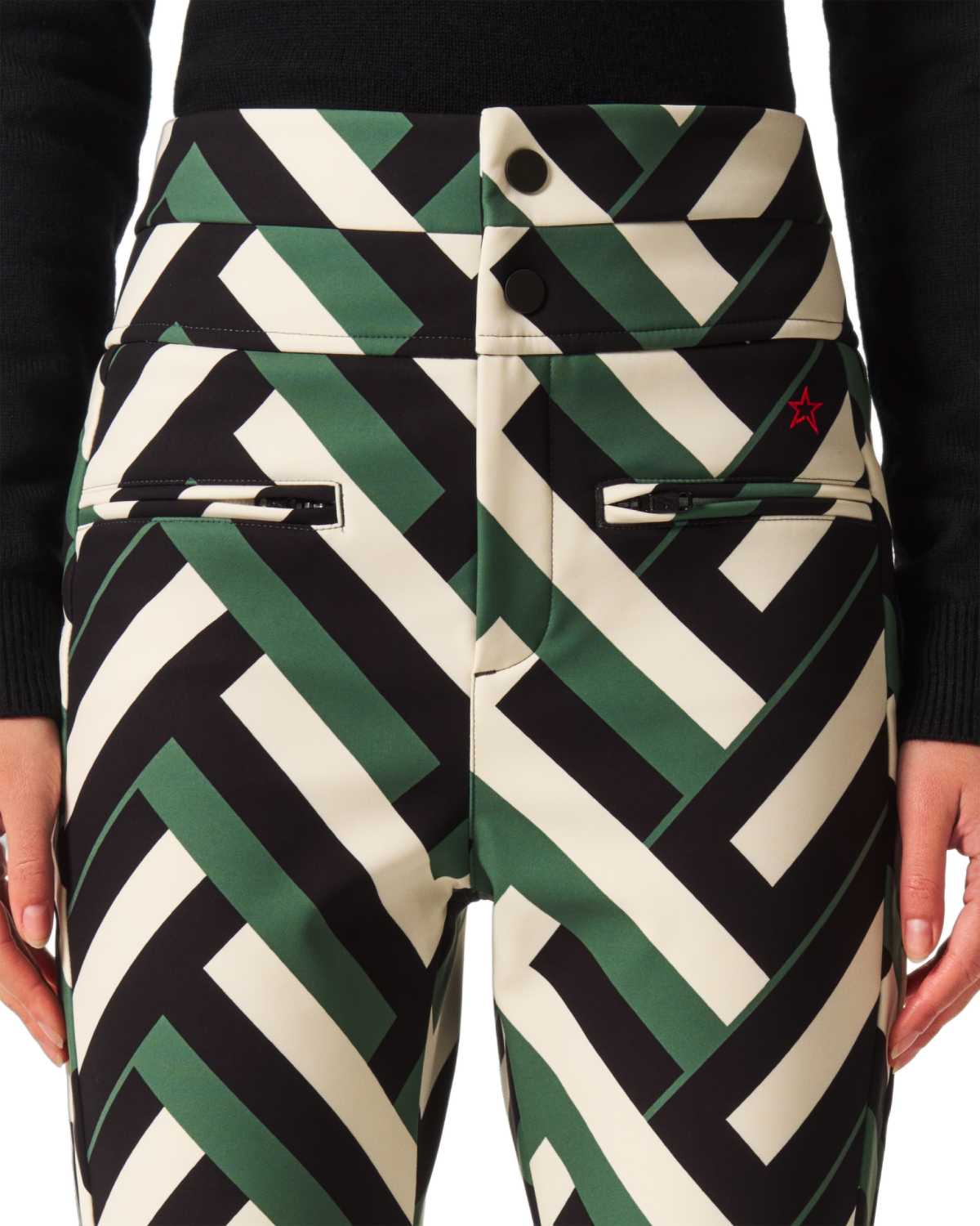 Perfect Moment Women's Aurora HW Ski Pant in Waffle Print - Green