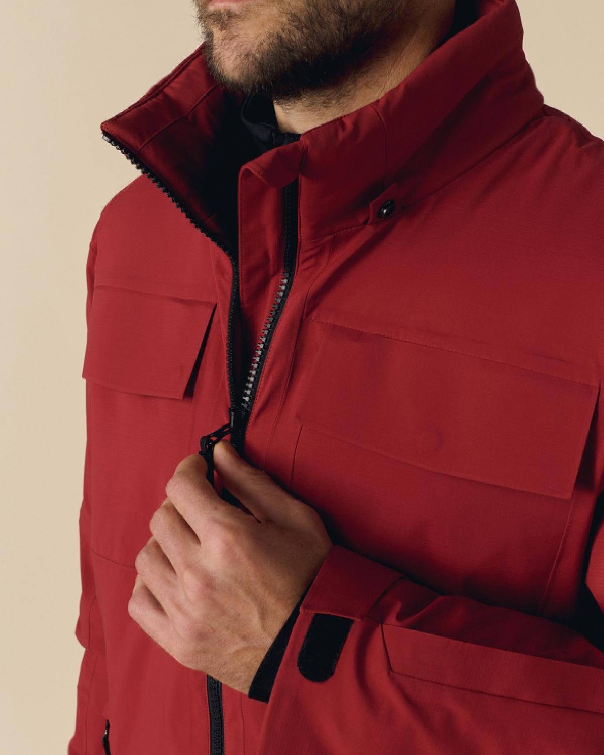 Poivre Blanc Men's Ben Ski Jacket in Carmine Red