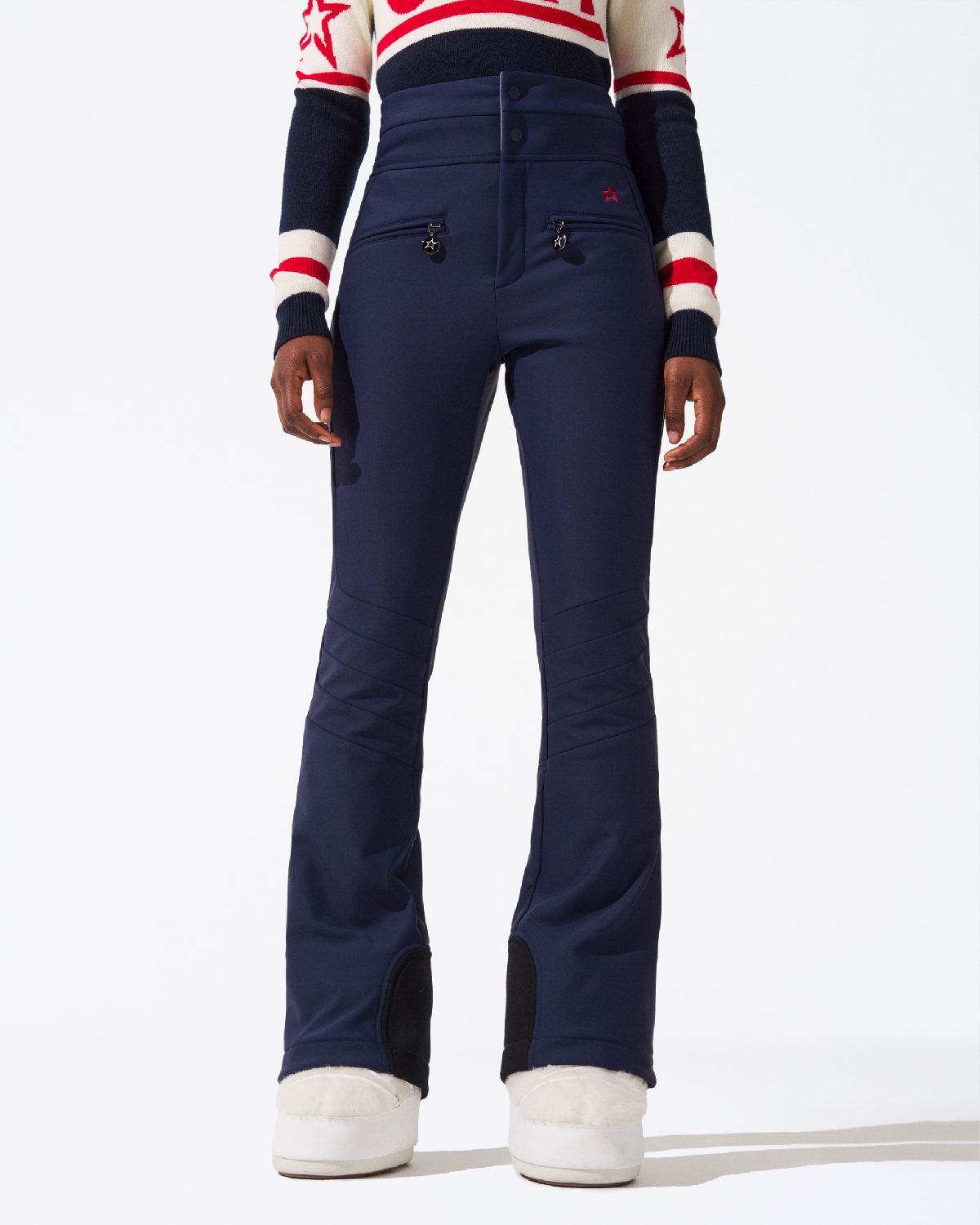 Perfect Moment Women's Aurora High Waist Flare Ski Pant - Dark Charcoal Blue