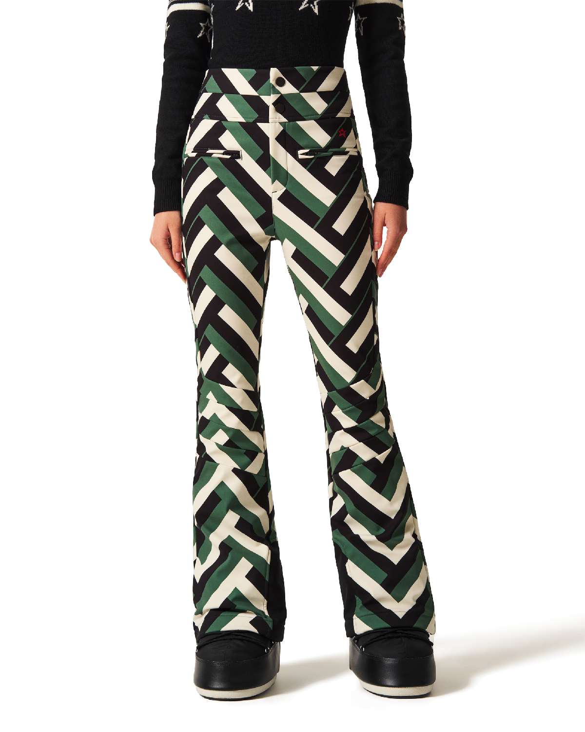 Perfect Moment Women's Aurora HW Ski Pant in Waffle Print - Green