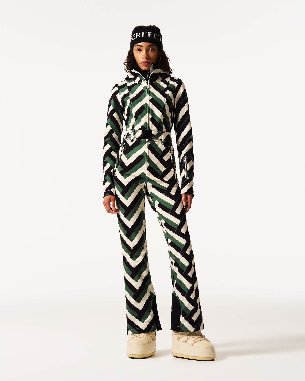 Perfect Moment Women's Tignes Ski Suit II in Waffle Print - Green