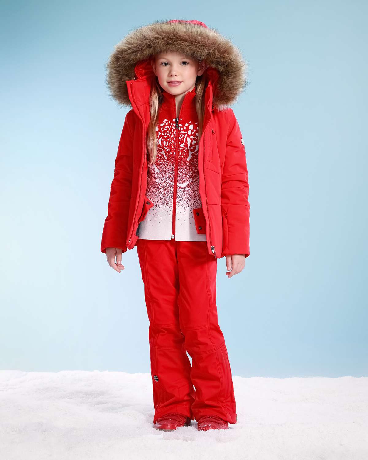 Poivre Blanc Kids Stretch Ski Jacket in Scarlett Red (Ages 8 - 14)