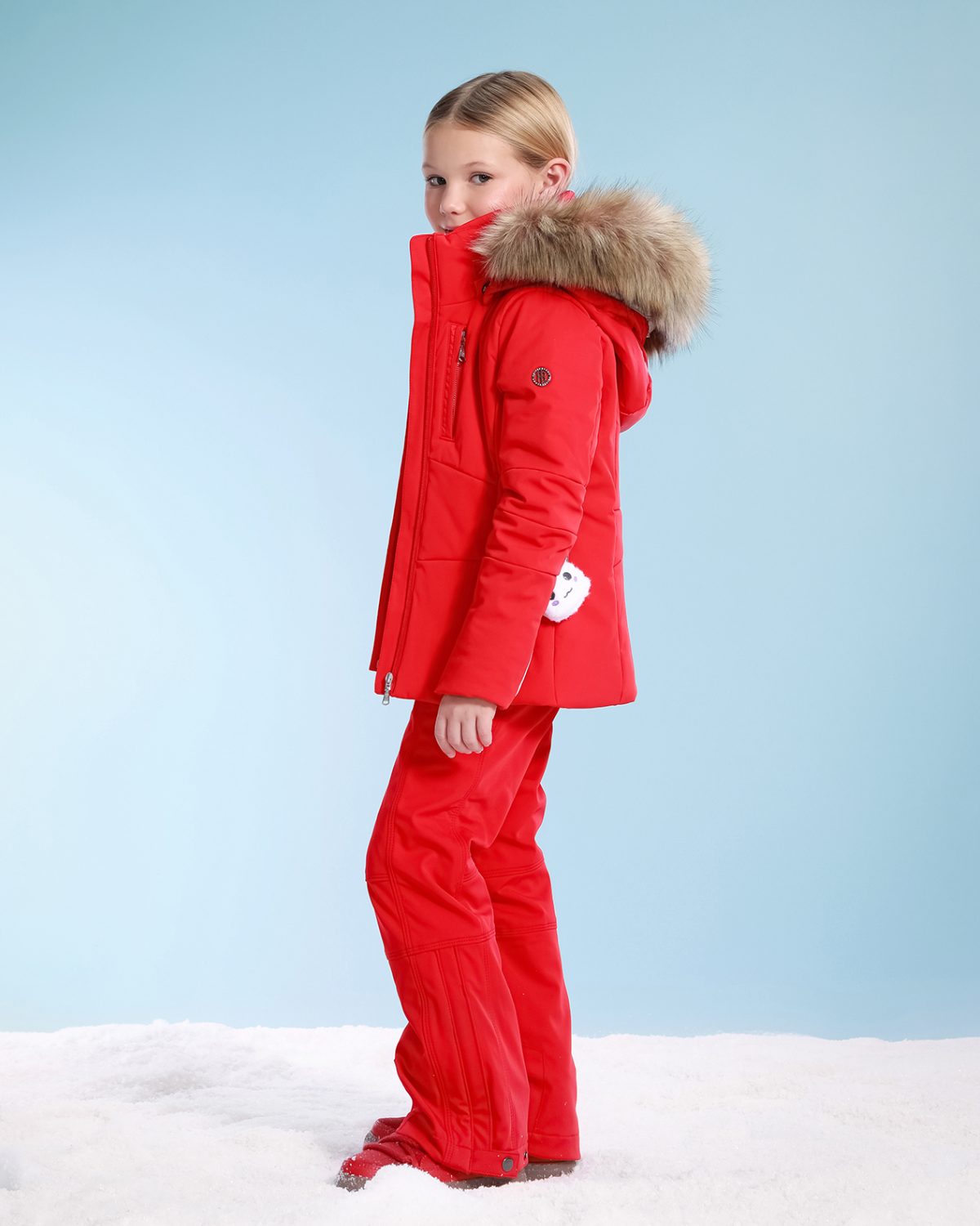 Poivre Blanc Kids Stretch Ski Jacket in Scarlett Red (Ages 8 - 14)