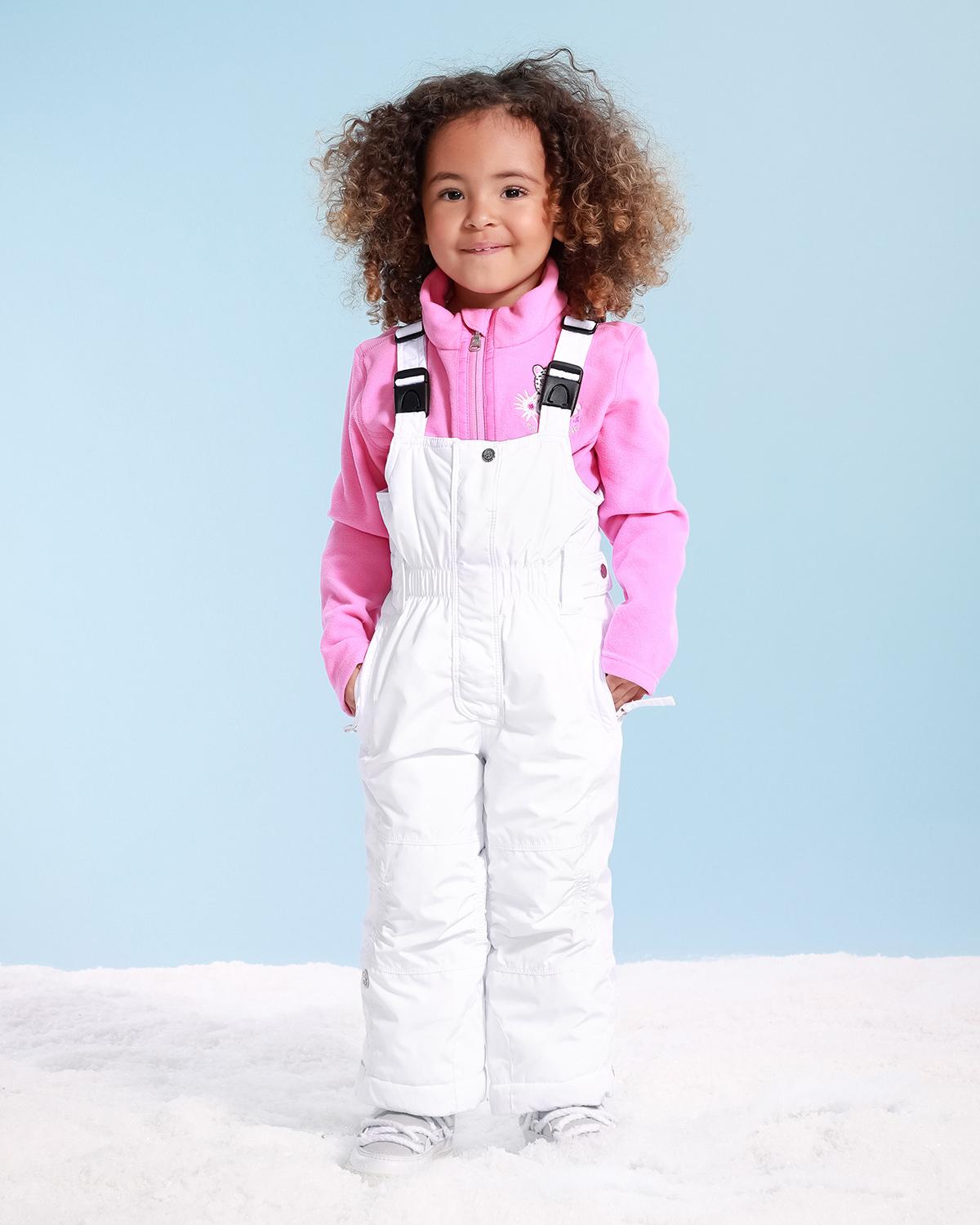 Poivre Blanc Girls' Ski Bib Pant in White (Ages 4 - 6)