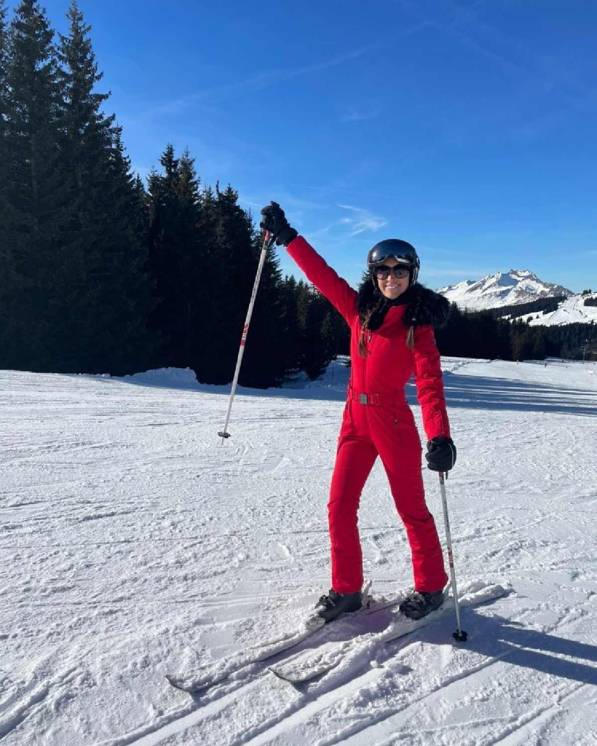 Poivre Blanc Women's Stretch Ski Suit in Scarlett Red