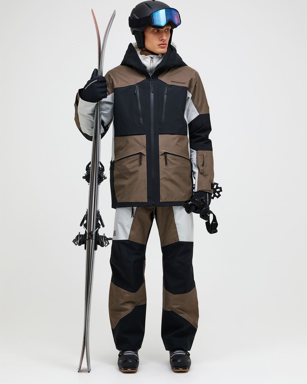 Peak Performance Men's Vertical GORE-TEX Pro 3-Layer Shell Jacket in Off-Black & Tan
