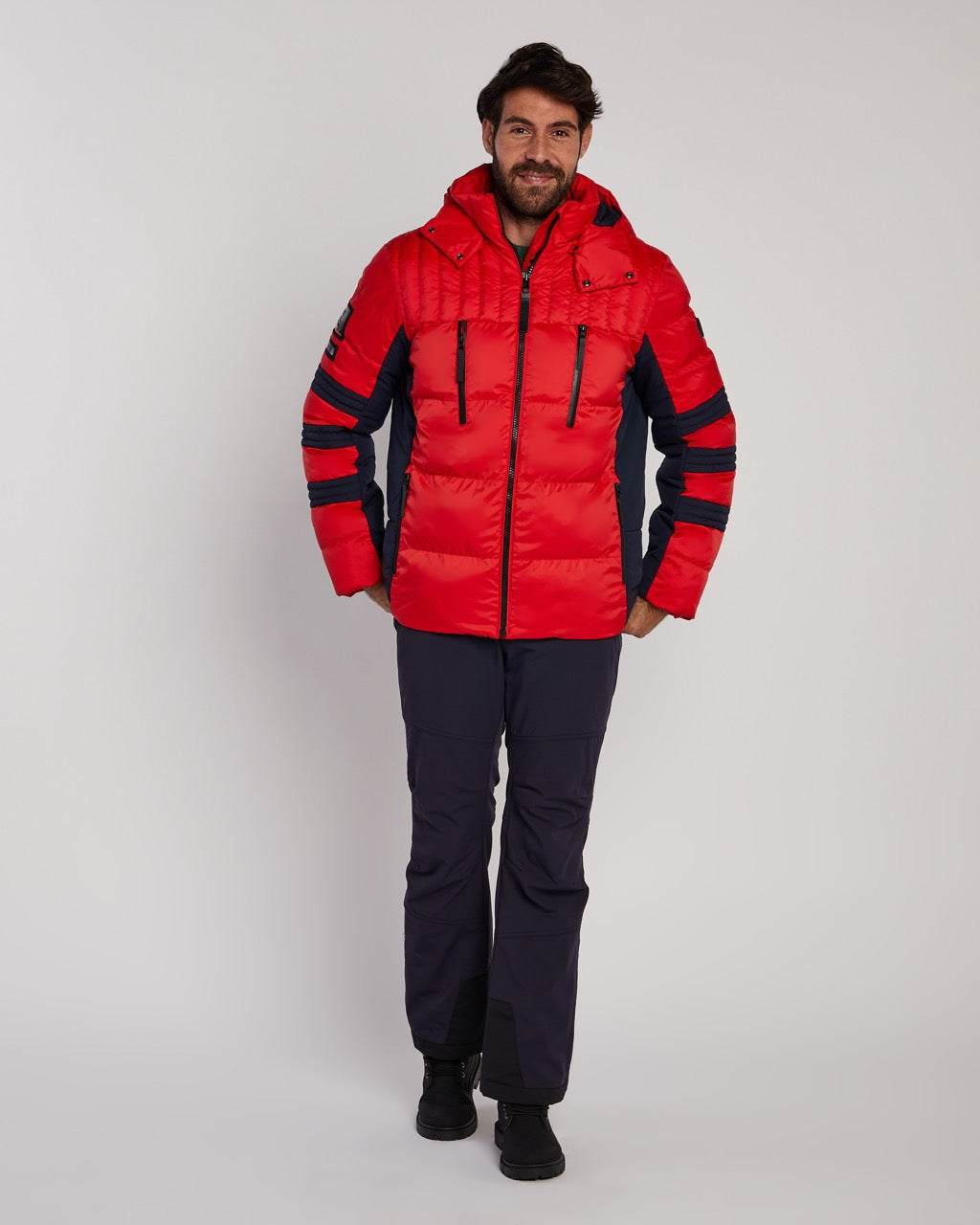 Poivre Blanc Men's Down Jacket in Scarlett Red