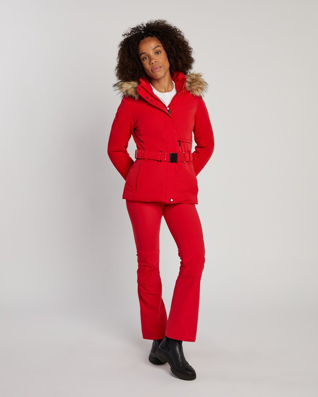 Poivre Blanc Women's Stretch Ski Jacket in Scarlett Red