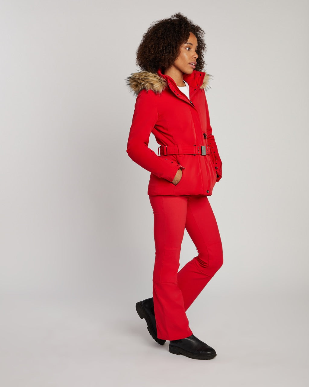 Poivre Blanc Women's Stretch Ski Jacket in Scarlett Red