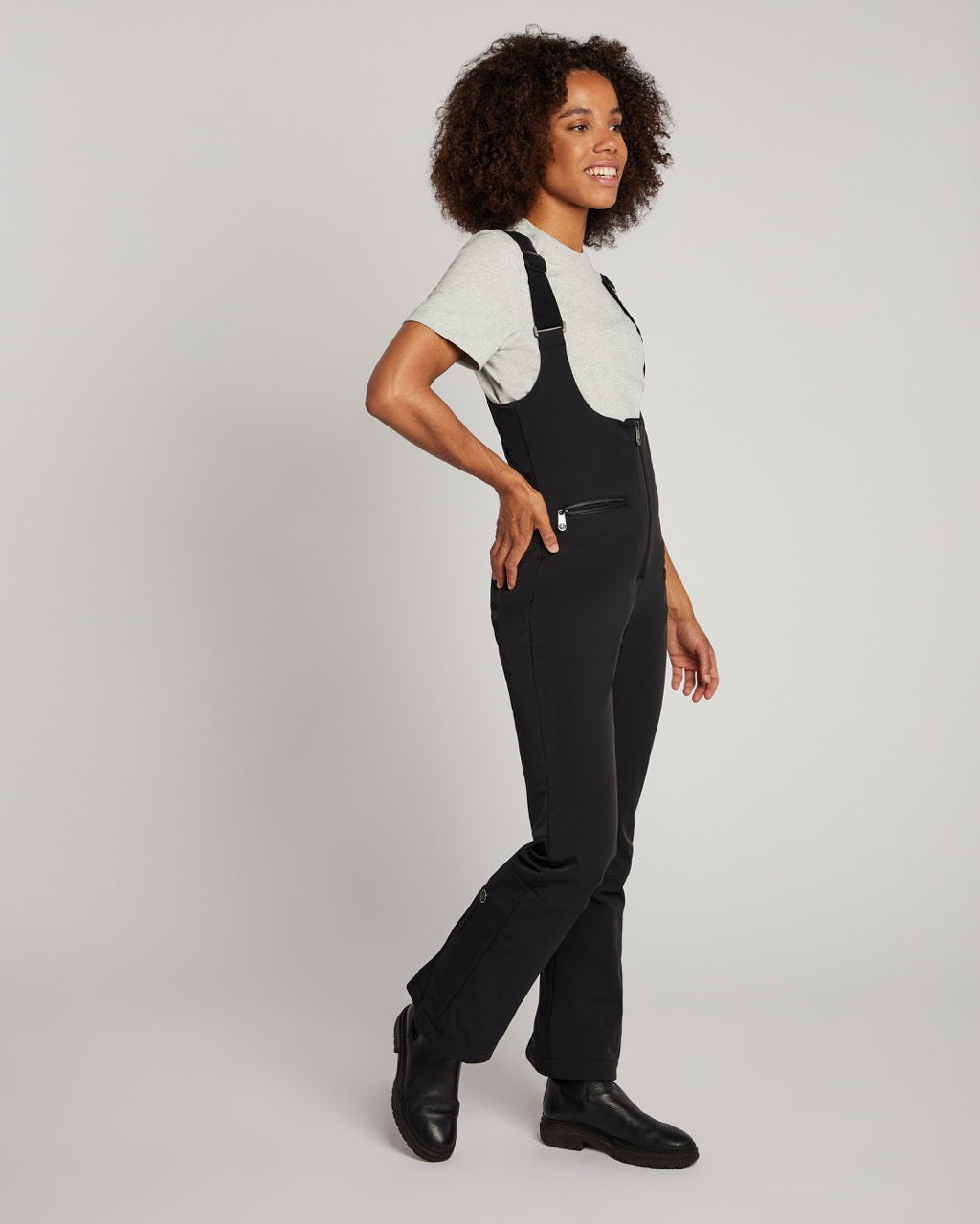 Poivre Blanc Women's Stretch Ski Bib Pant in Black