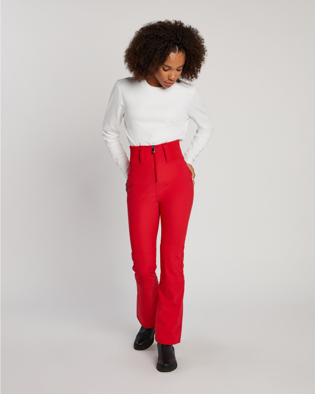 Poivre Blanc Women's Softshell Pant in Scarlett Red