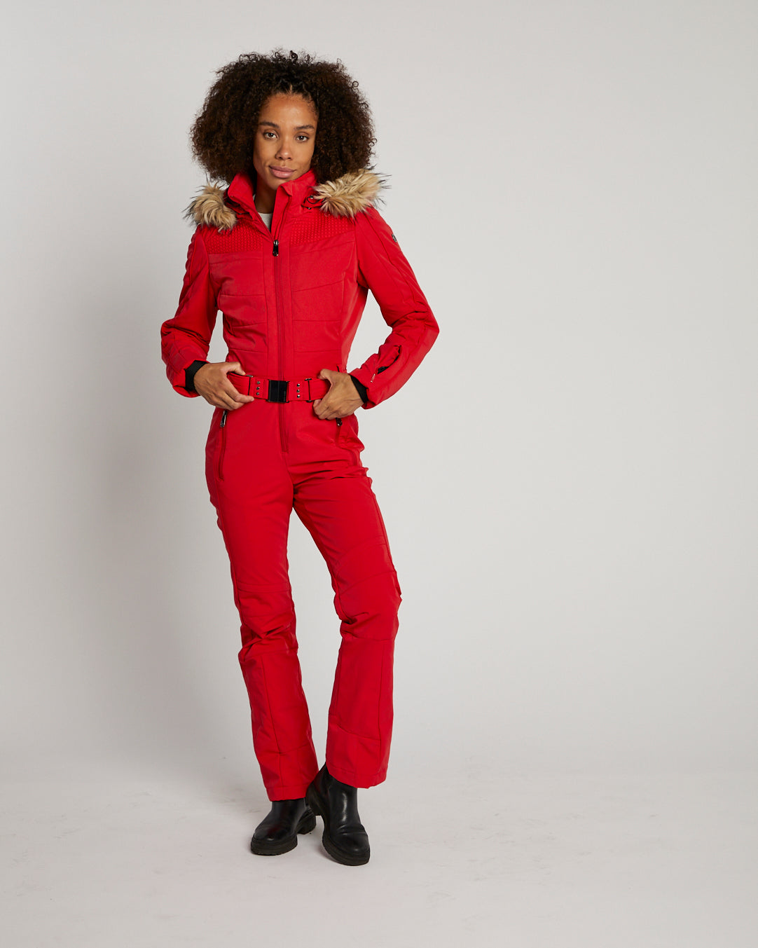 Poivre Blanc Women's Stretch Ski Suit in Scarlett Red