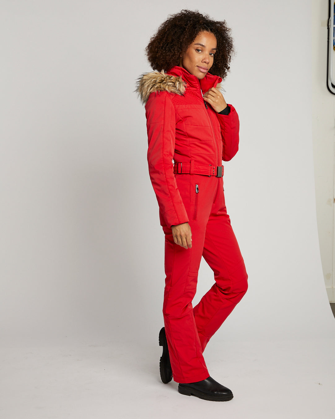 Poivre Blanc Women's Stretch Ski Suit in Scarlett Red