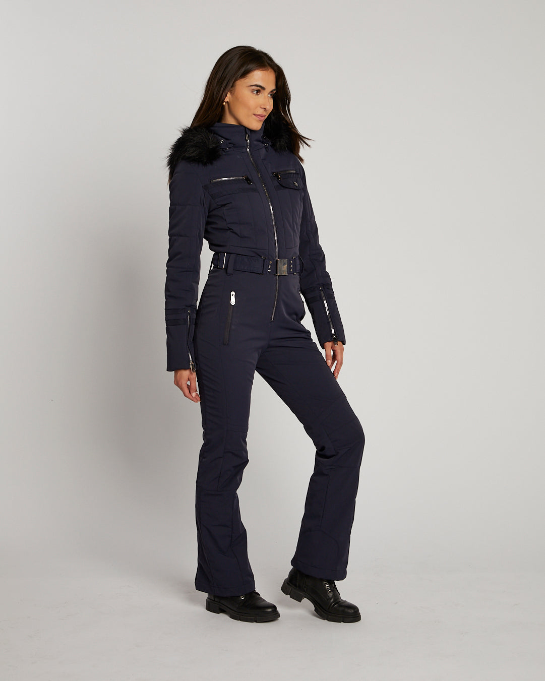 Poivre Blanc Women's Stretch Ski Suit in Navy Blue