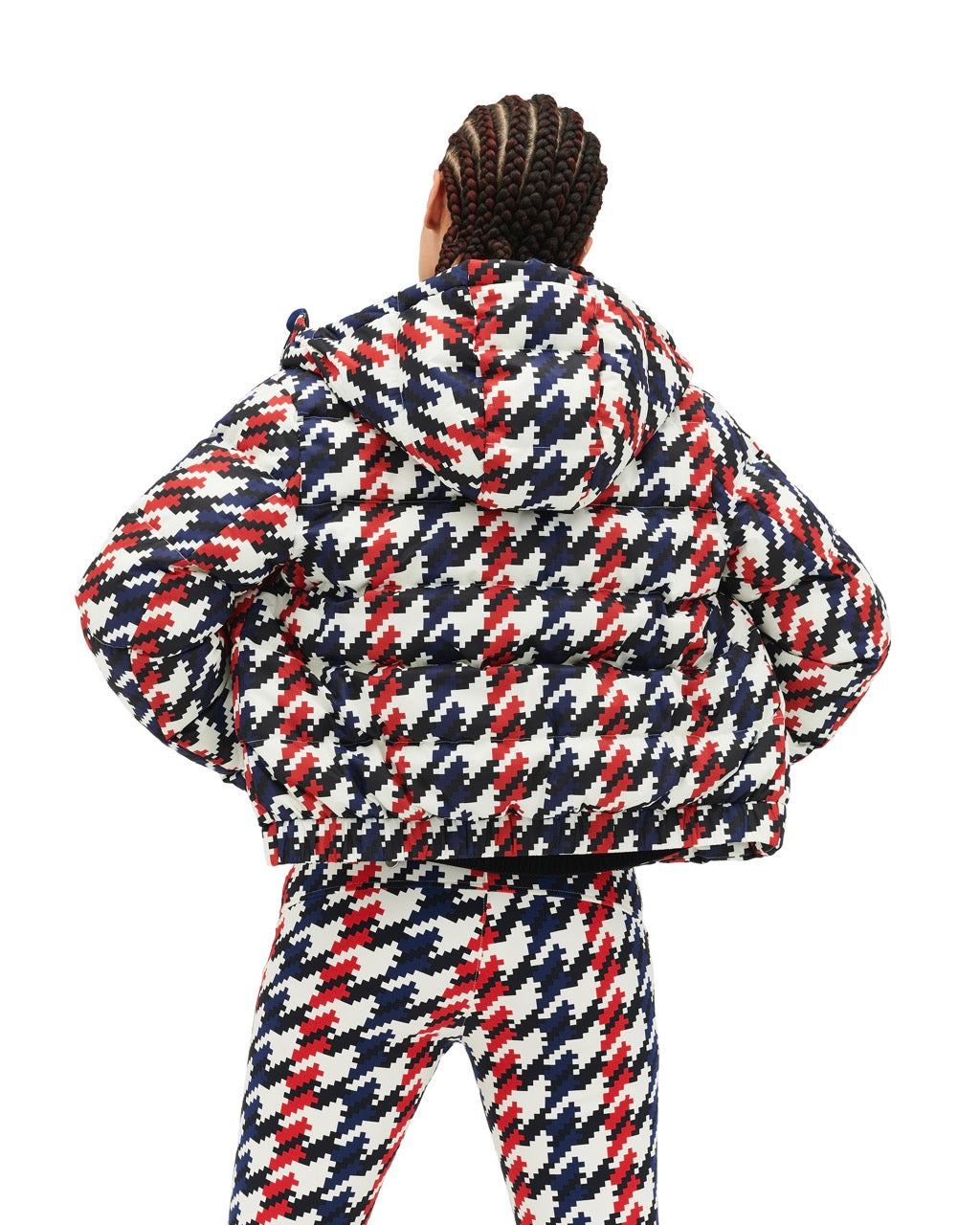 Perfect Moment Women's Houndstooth Polar Flare Ski Jacket - Red, White & Navy