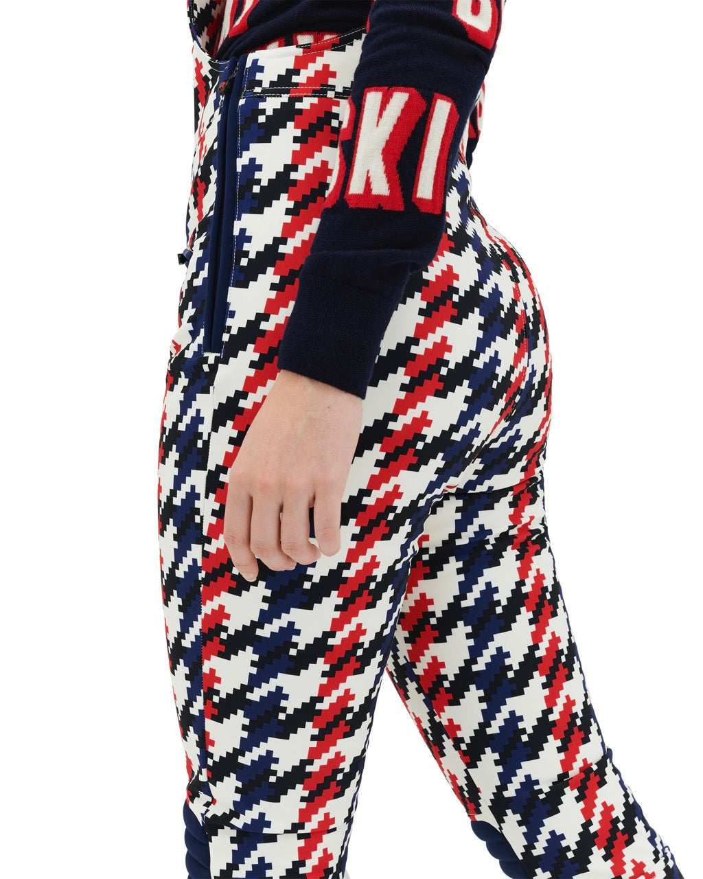 Perfect Moment Women's Houndstooth Isola San Ski Pant - Red, White & Navy