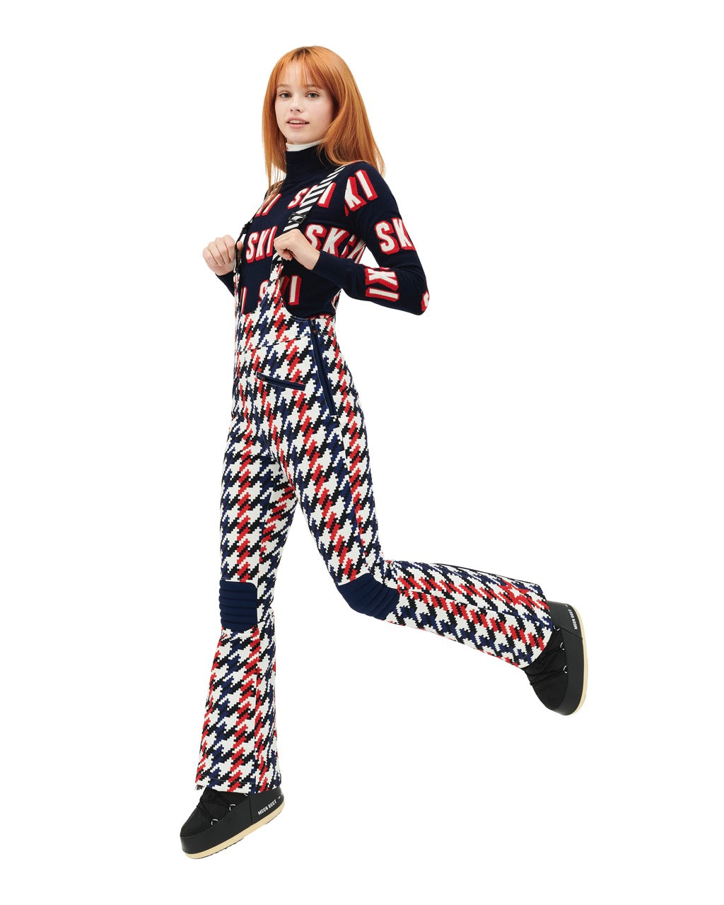 Perfect Moment Women's Houndstooth Isola San Ski Pant - Red, White & Navy