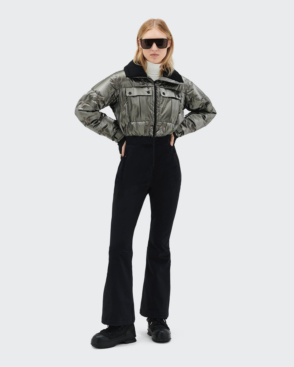Perfect Moment Women's Metallic Helen Ski Suit - Silver Foil