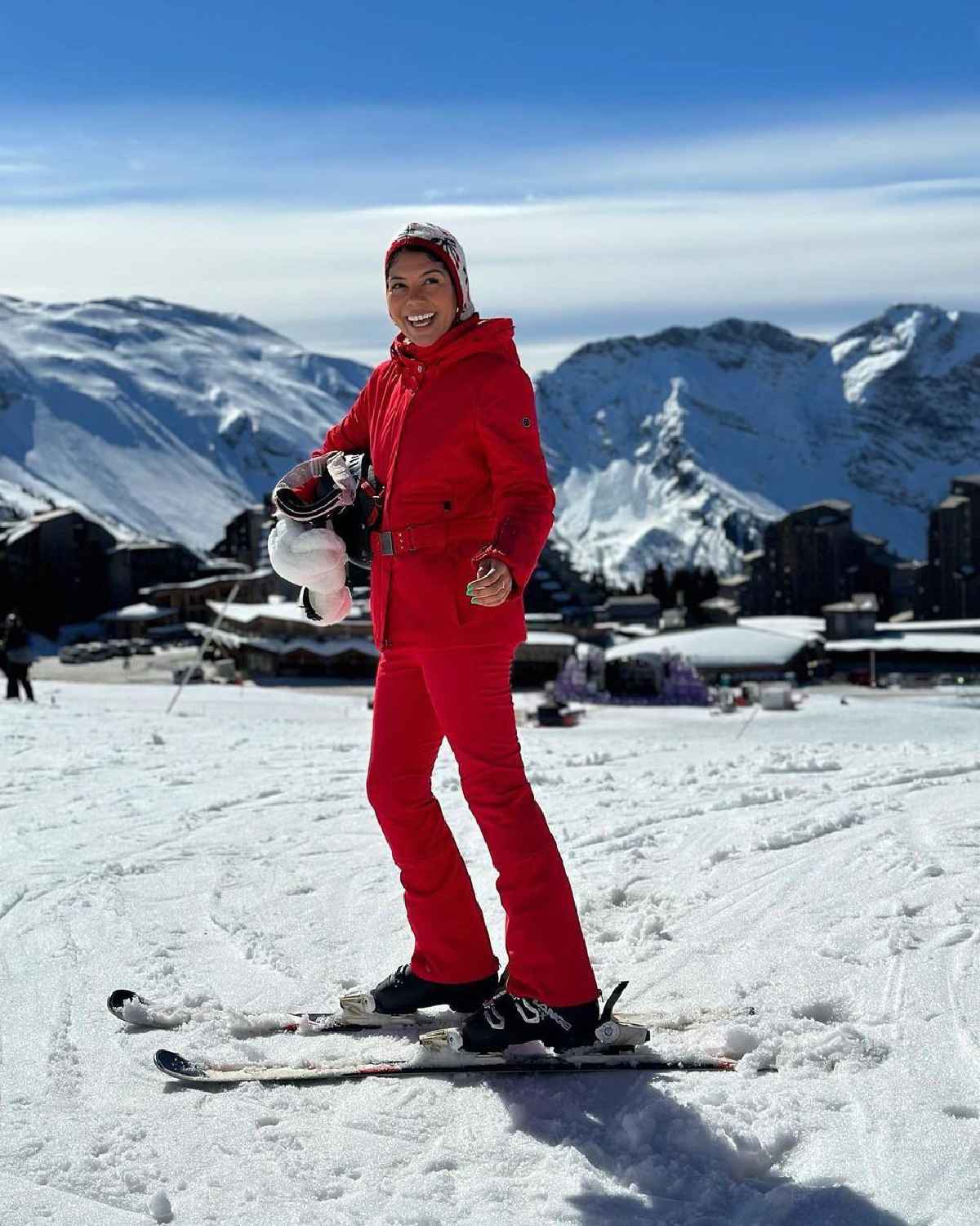 Poivre Blanc Black stretch ski jacket with faux fur