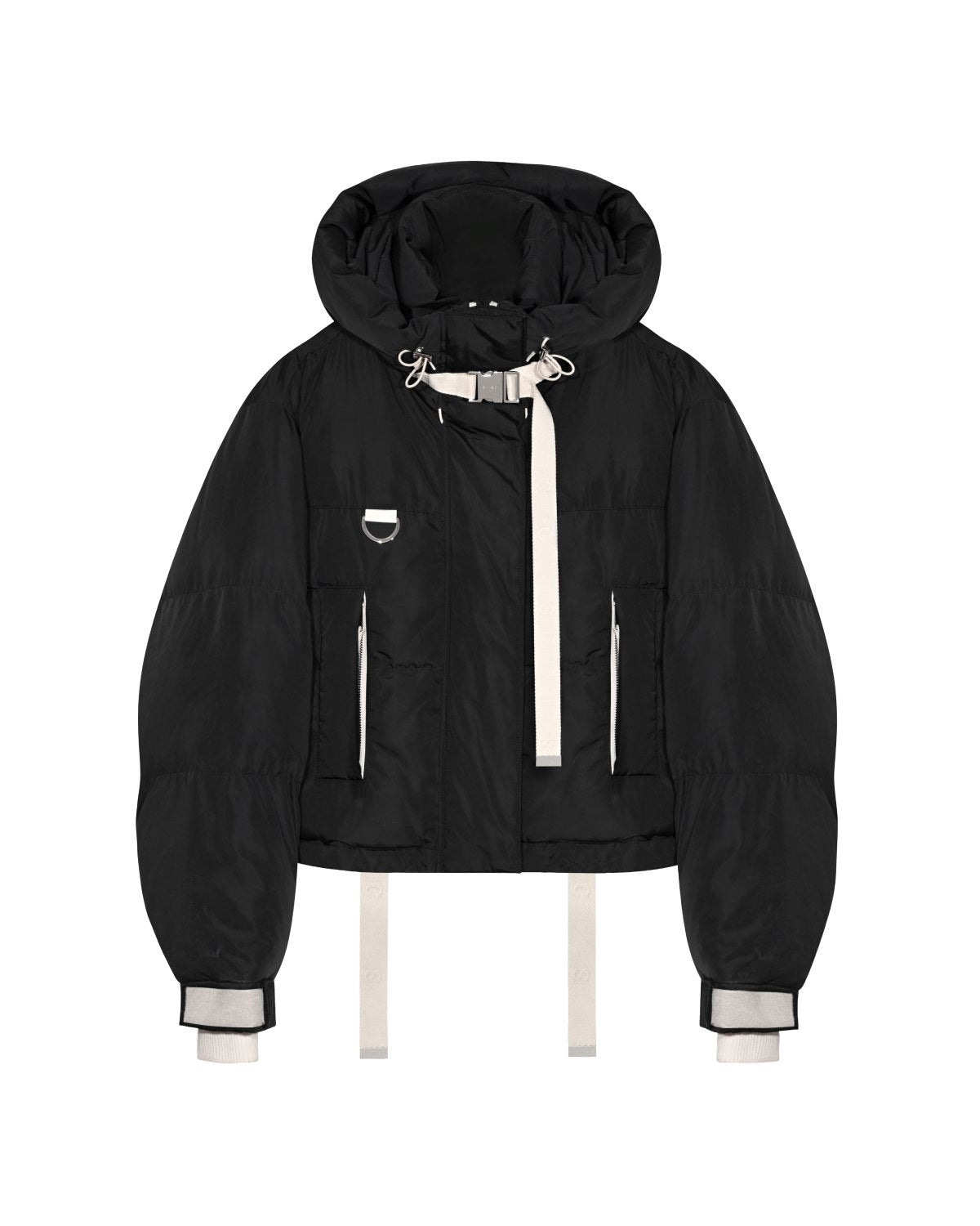 Shoreditch Ski Club Women's Willow Ivy Short Puffer Jacket in Black & White