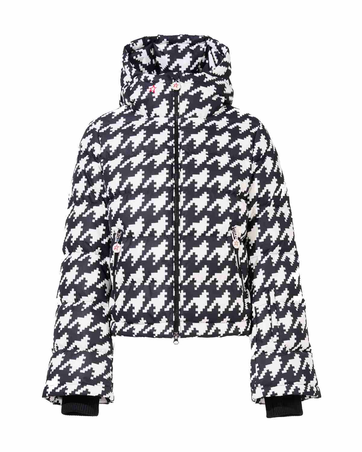 Perfect Moment Women's Houndstooth Polar Flare Ski Jacket II - Black & Snow White