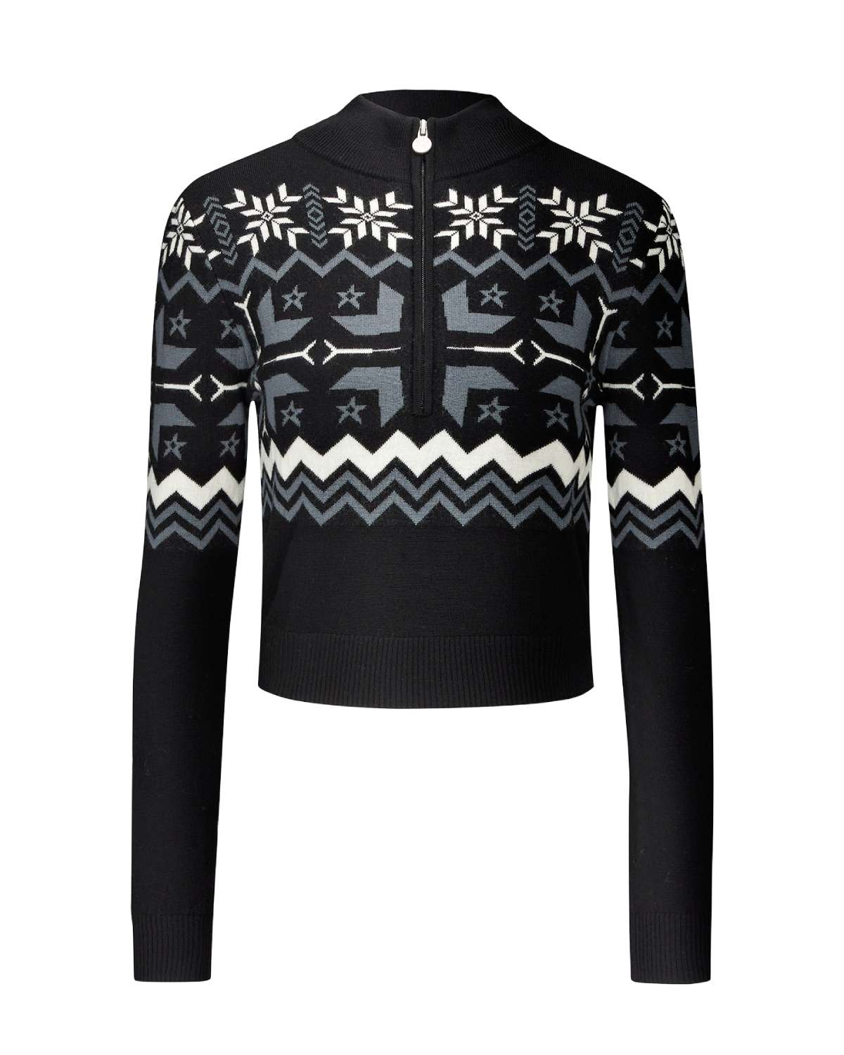 Perfect Moment Women's Nordic Merino Wool Half-Zip - Black & White