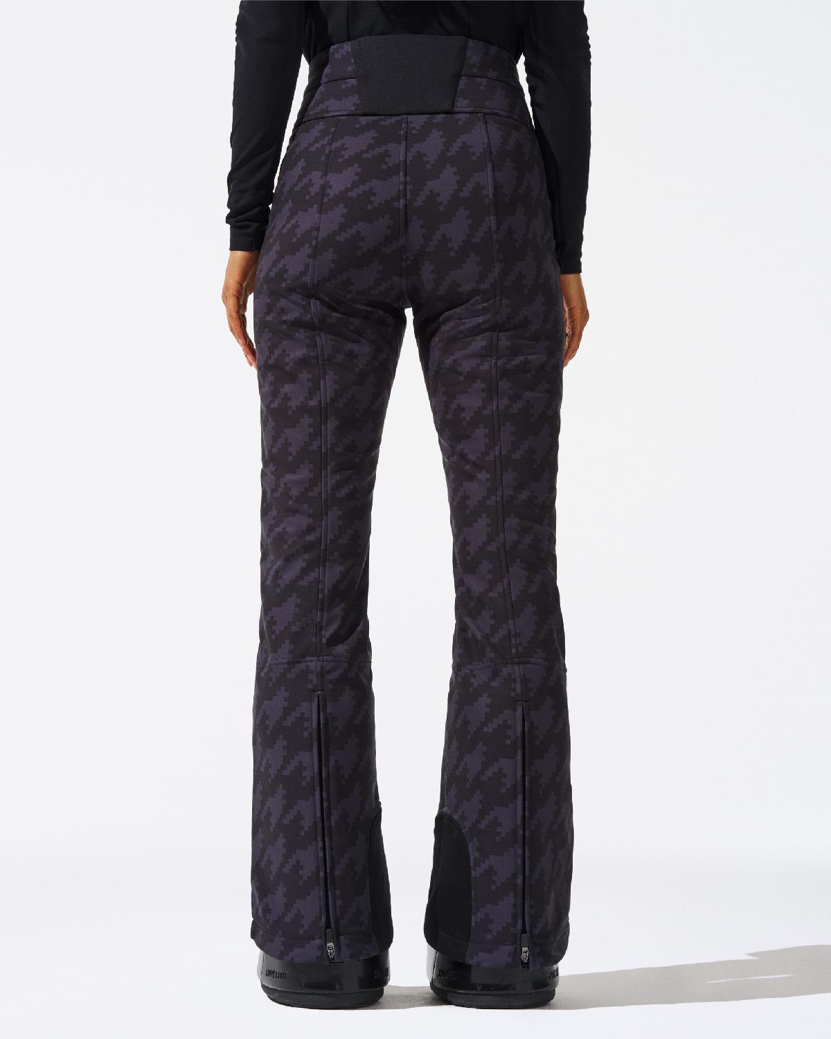 Perfect Moment Women's Houndstooth Aurora High Waist Flare Ski Pant - Black