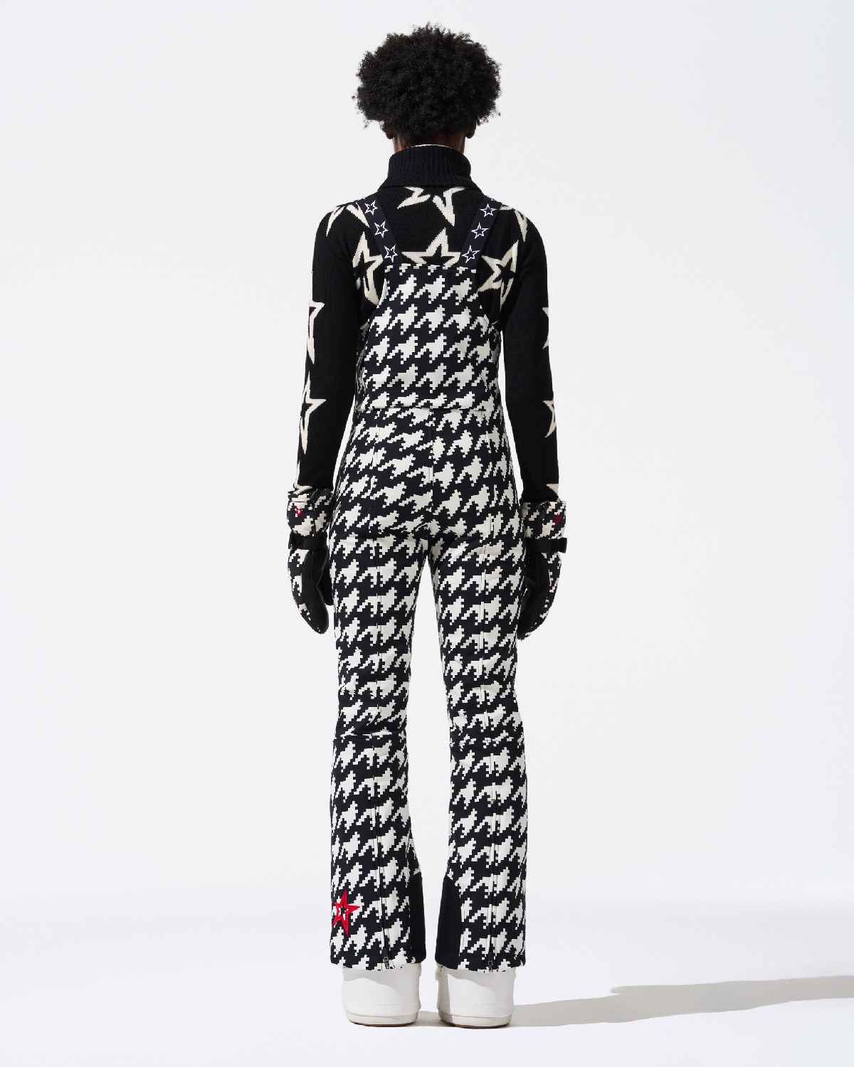 Perfect Moment Women's Houndstooth JG Bib Ski Pant - Black & Snow White