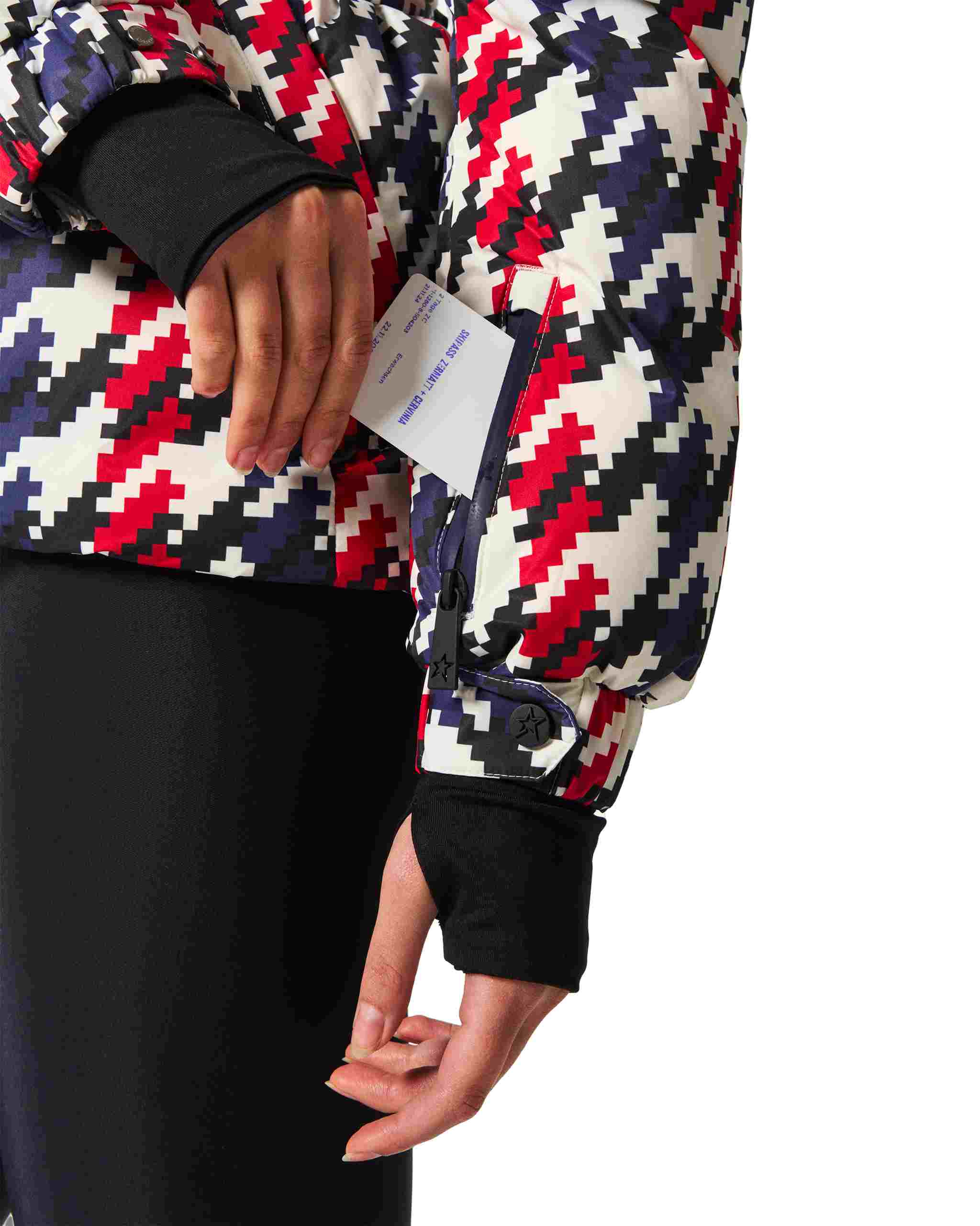 Perfect Moment Women's Candice Ski Parka - Red, White and Navy Houndstooth