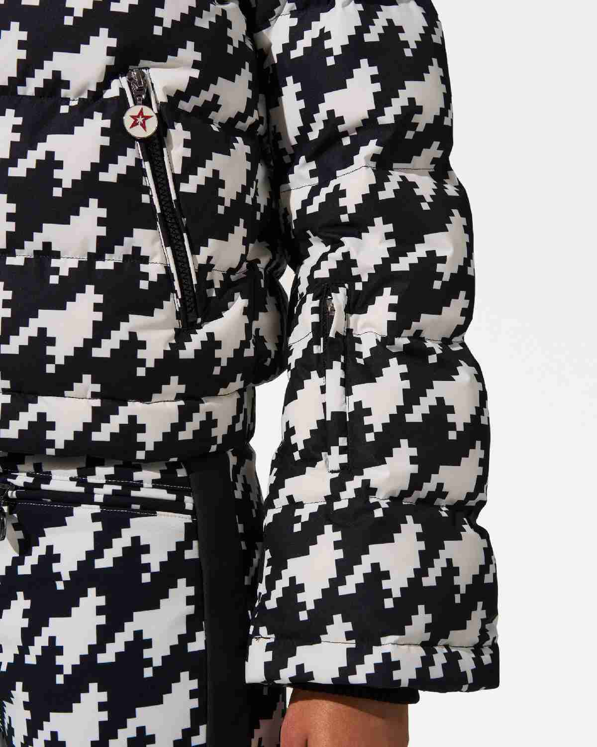 Perfect Moment Women's Houndstooth Polar Flare Ski Jacket II - Black & Snow White