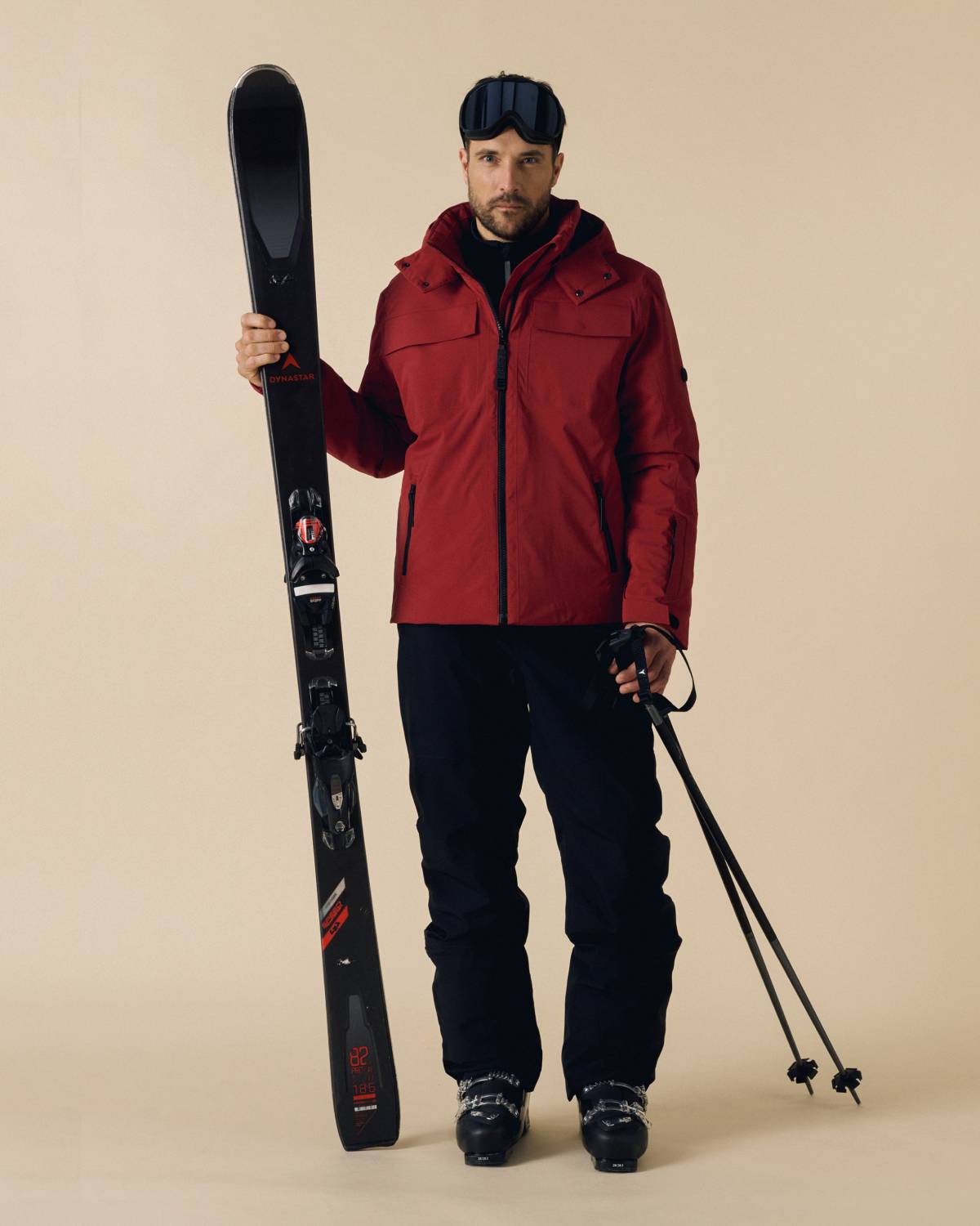 Poivre Blanc Men's Ben Ski Jacket in Carmine Red