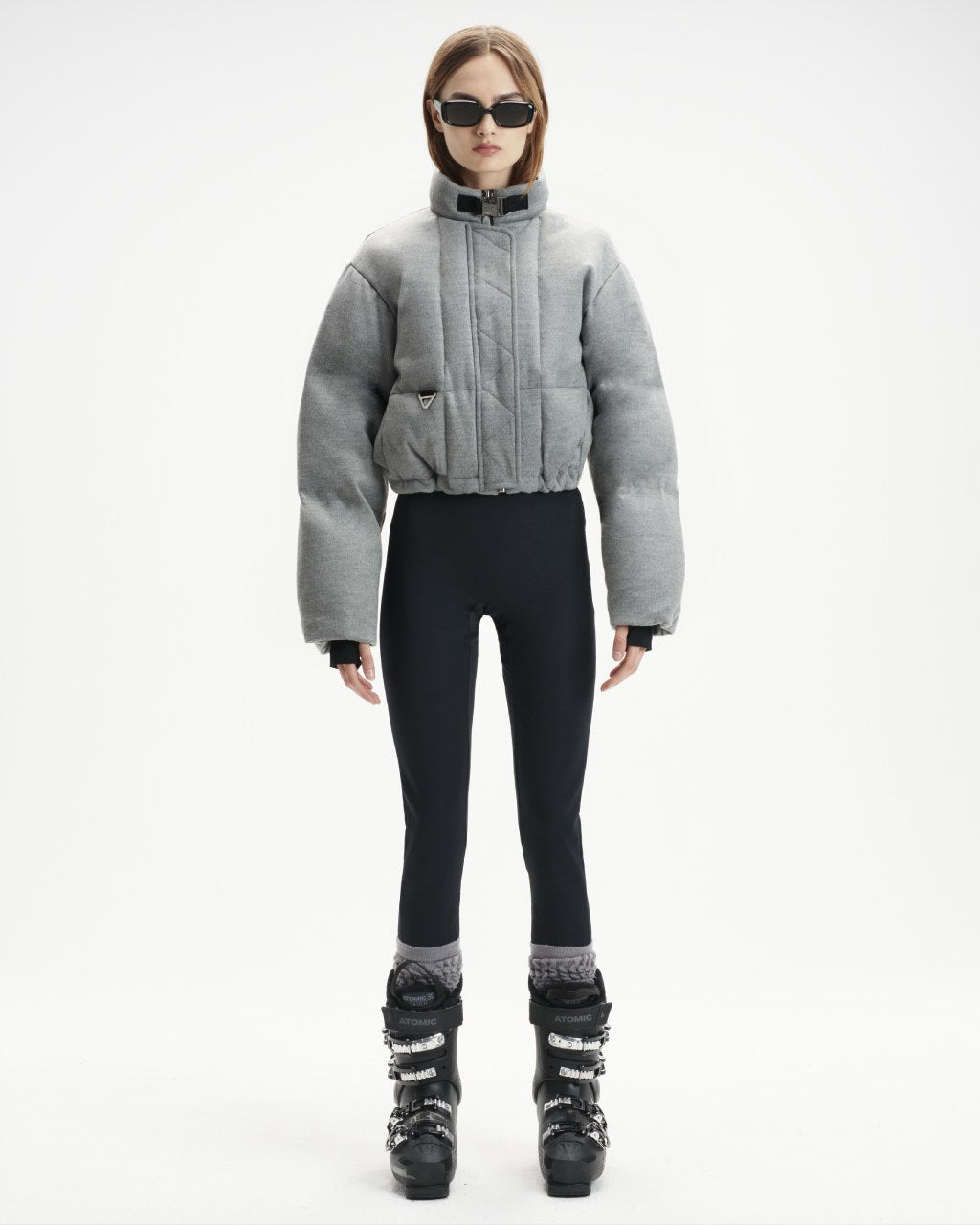 Shoreditch Ski Club Women's Hallie Mae Puffer Jacket in Grey Marl