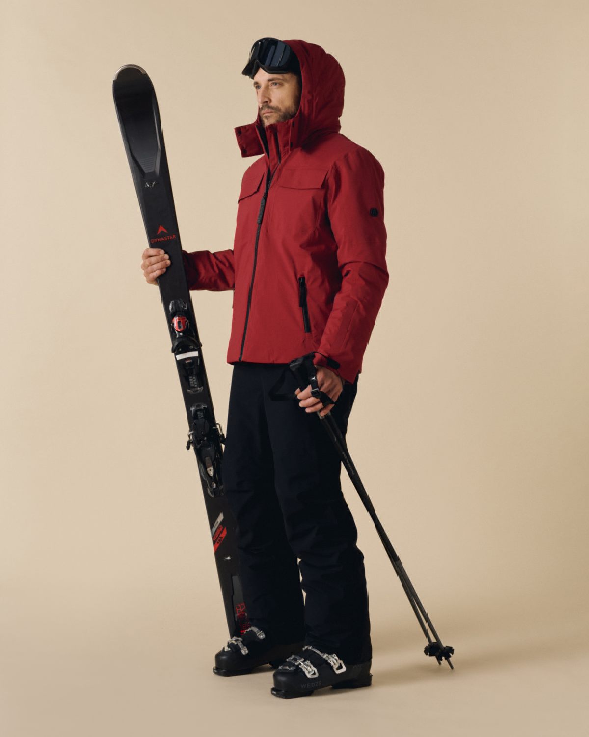 Poivre Blanc Men's Ben Ski Jacket in Carmine Red