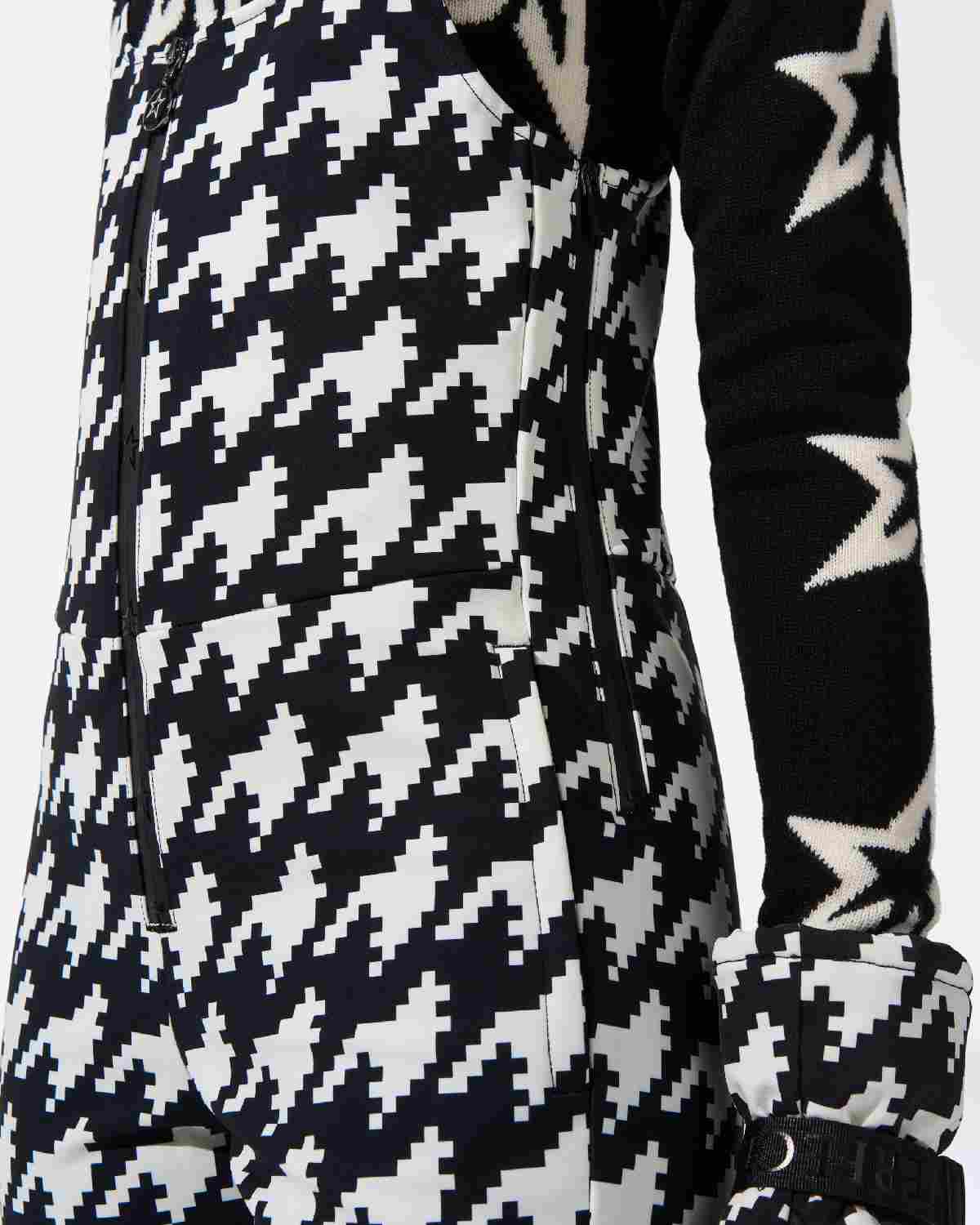 Perfect Moment Women's Houndstooth JG Bib Ski Pant - Black & Snow White