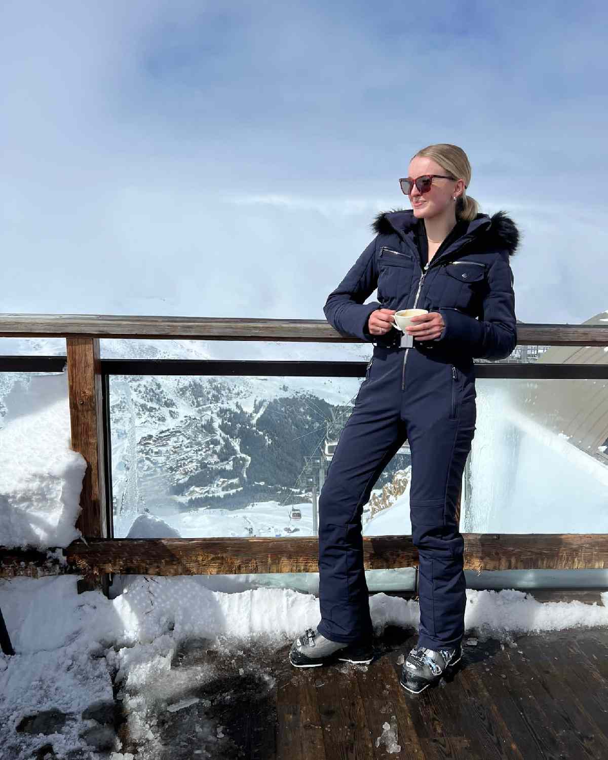Poivre Blanc Women's Stretch Ski Suit in Navy Blue