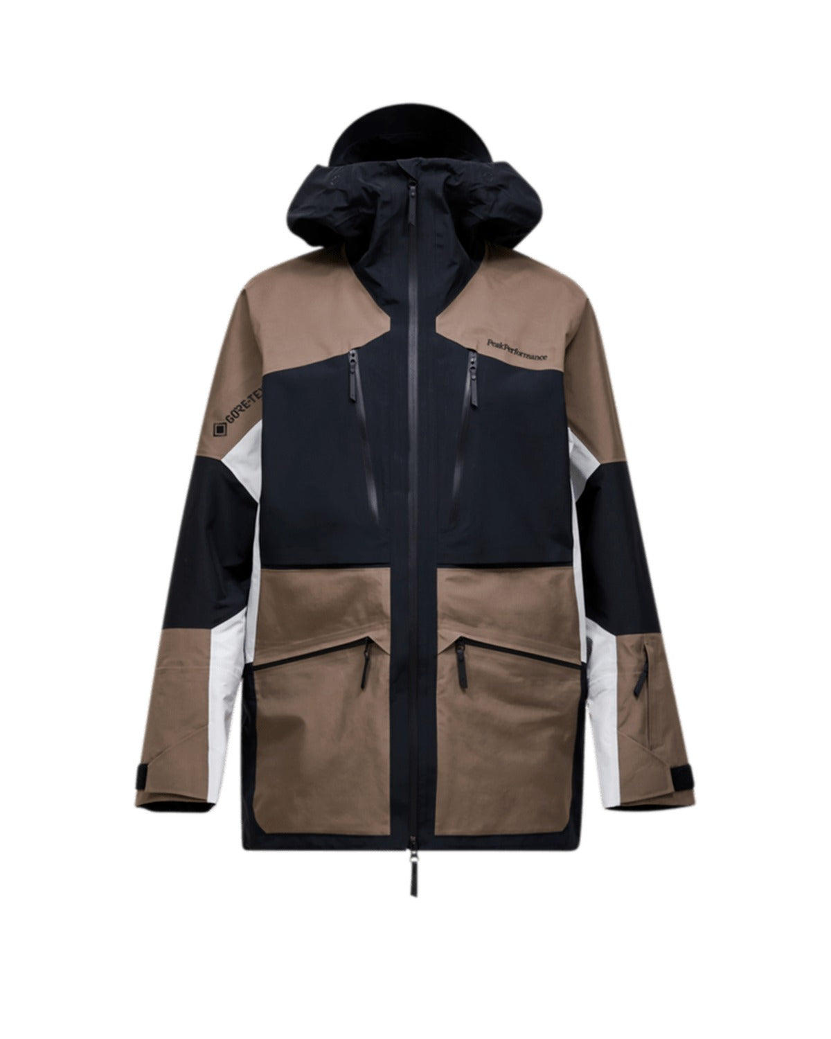 Peak Performance Men's Vertical GORE-TEX Pro 3-Layer Shell Jacket in Off-Black & Tan