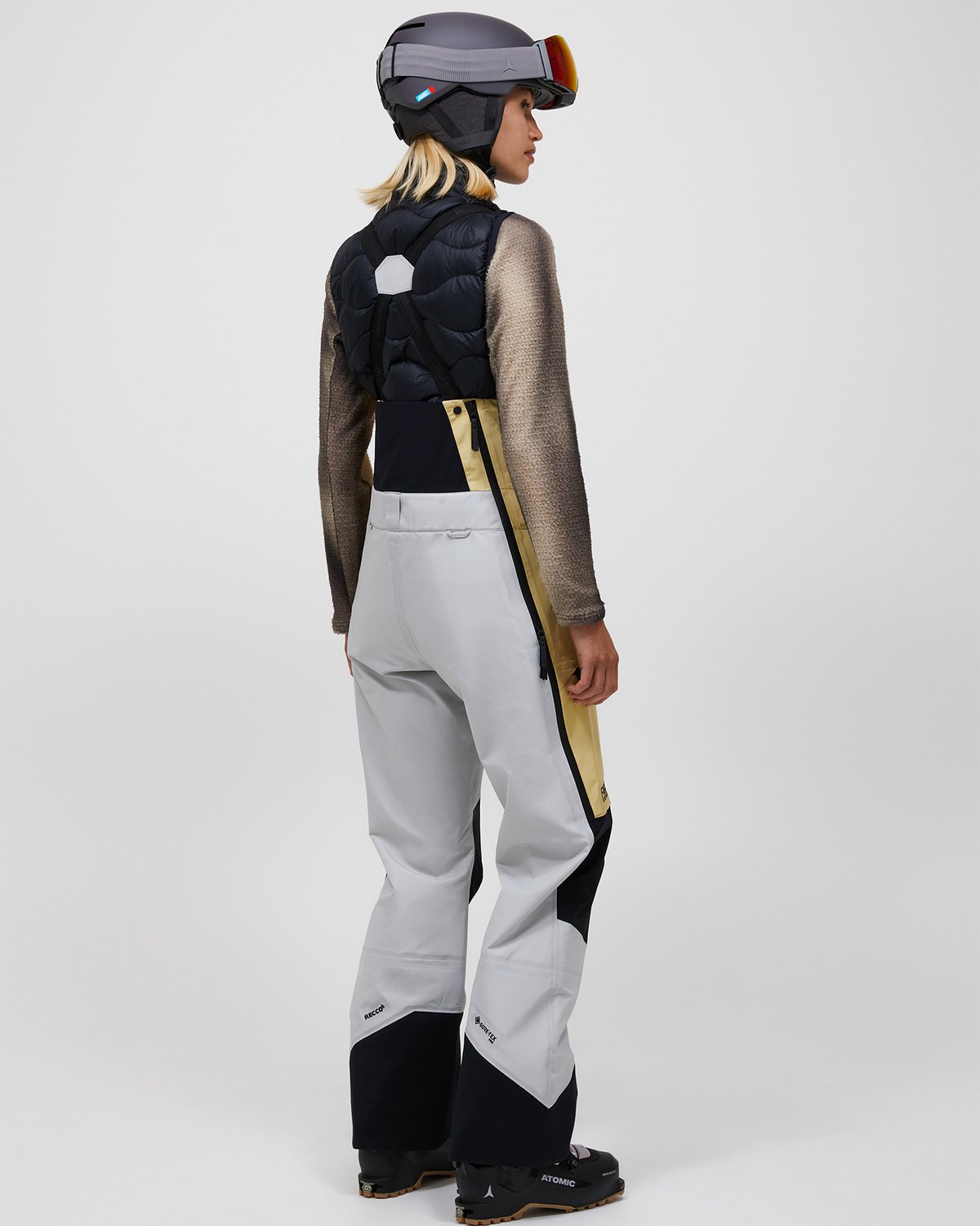 Peak Performance Women's Vertical GORE-TEX Pro 3-Layer Shell Bib Pants in Yellow & Grey
